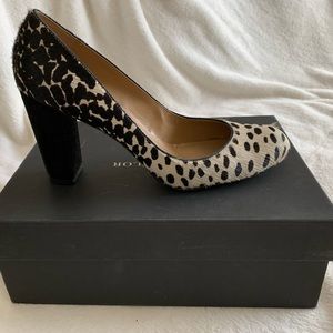 Ann Taylor Spotted Haircalf Block Heel Pumps